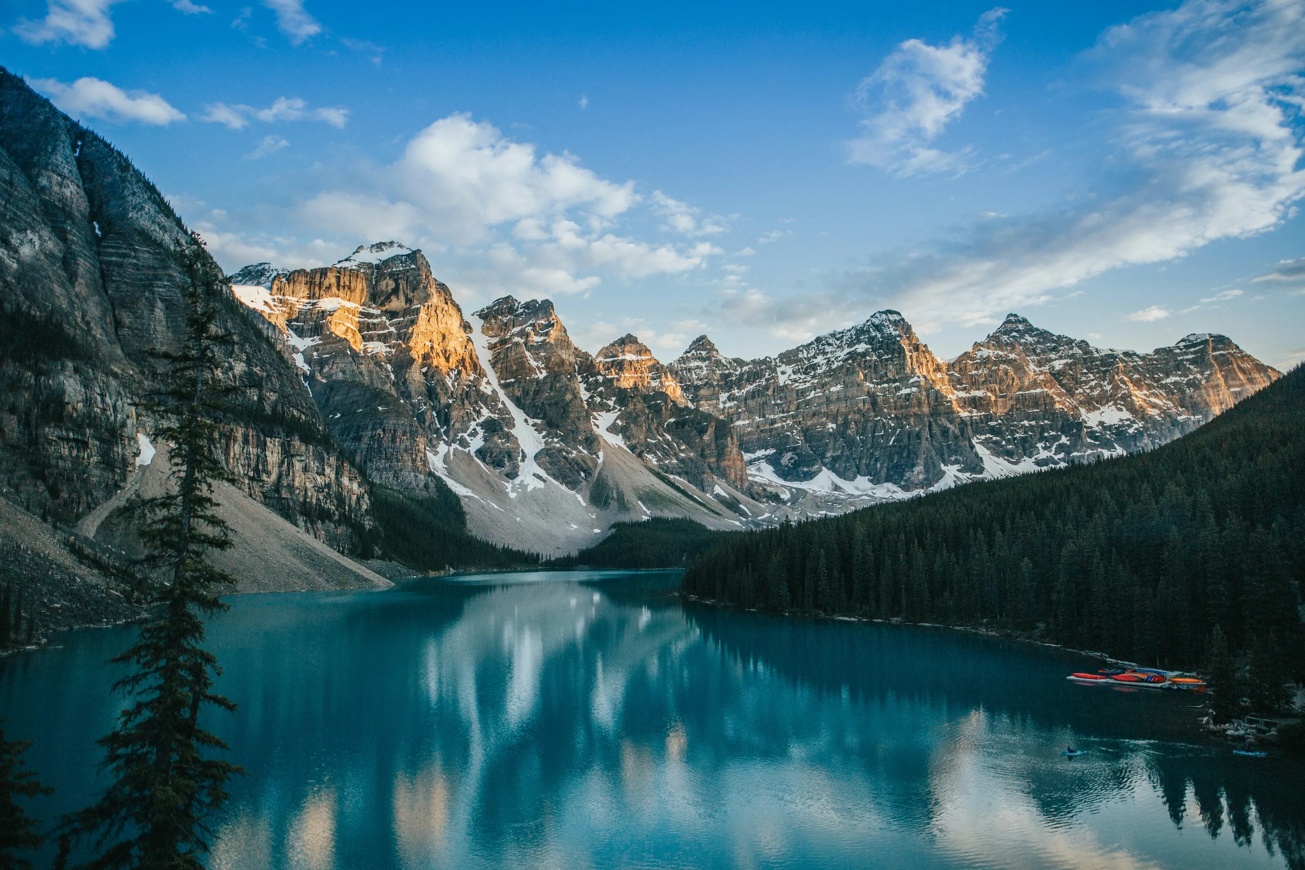 Scenic view of Moraine Lake representing guided travel in Banff.